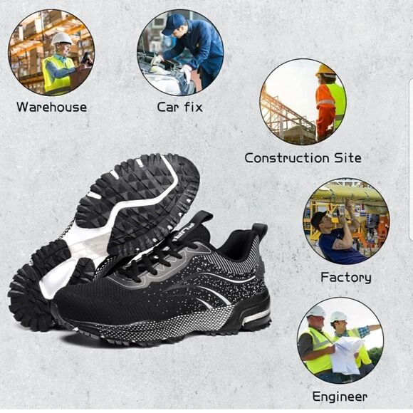 Furuian Steel Toe Shoes for Men Women Lightweight Safety Shoes Comfortable Steel - Picture 3 of 15